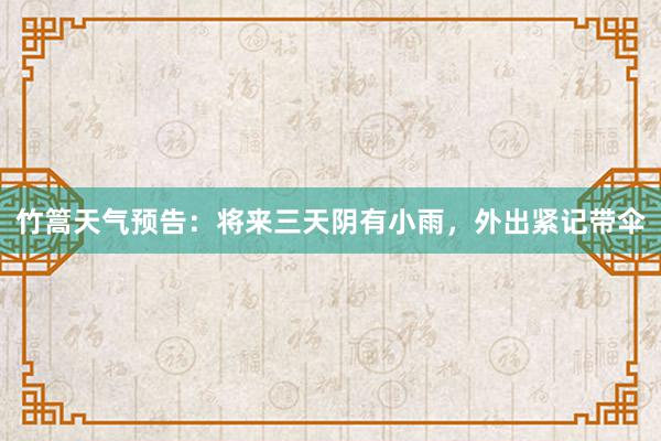 竹篙天气预告:将来三天阴有小雨,外出紧记带伞